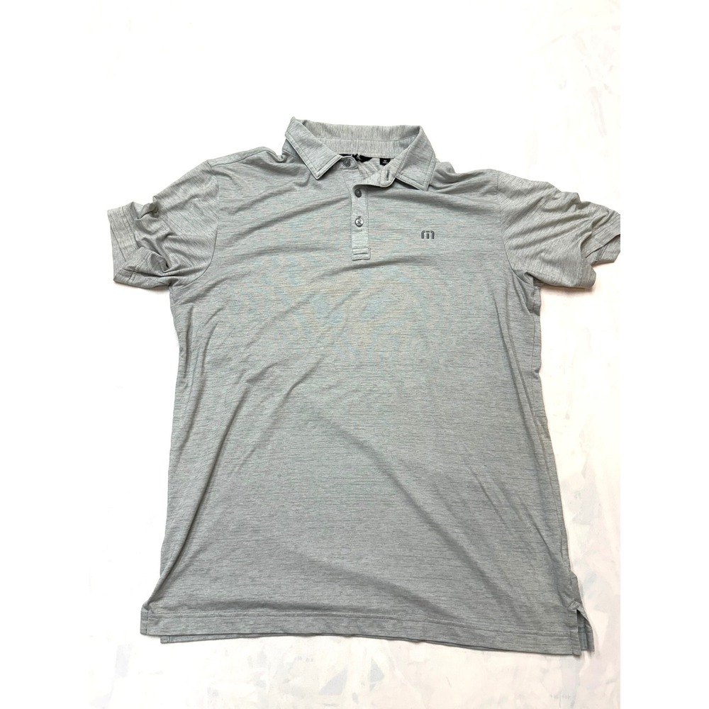 TRAVIS MATHEW Mens Medium Heather Gray Lightweight Short Sleeve Polo Shirt LL20